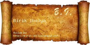 Birik Ibolya névjegykártya